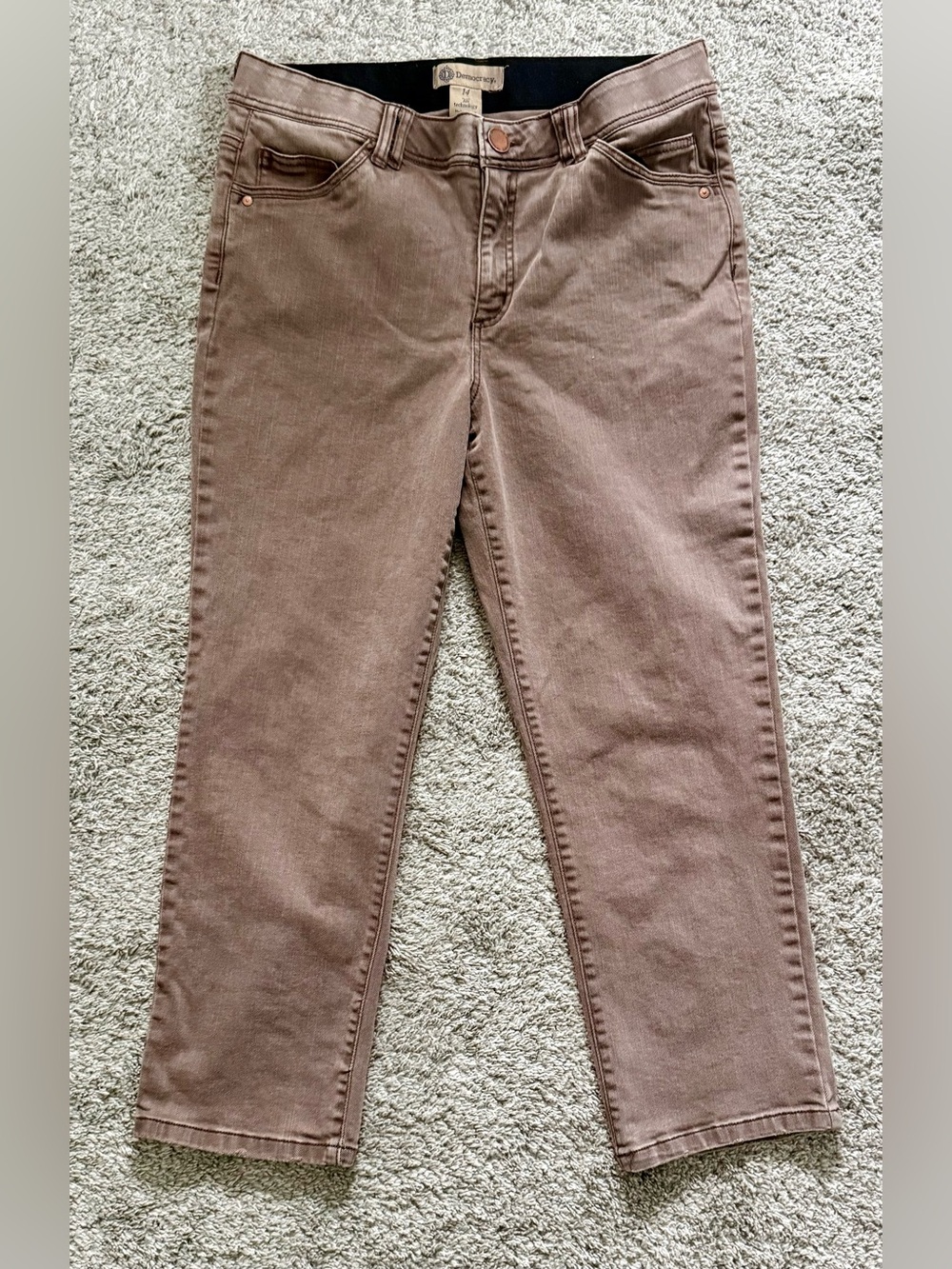 Democracy AB-Solution Cropped Brown Jeans Capris Elastic Waist S(ize 14)